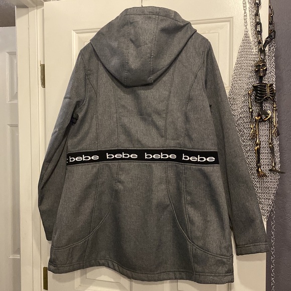 BEBE - tunic jacket: grey lined utility l/s hooded flared w pockets & logos - XL - Picture 15 of 16